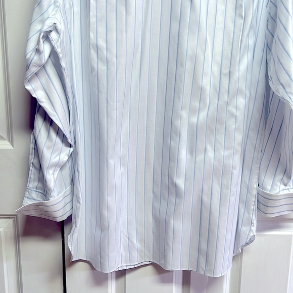 Jos a Banks White Blue Pocket French Long Sleeve Dress Shirt Size 17.50 - Picture 8 of 8